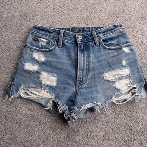 Abercrombie & Fitch Women's 26 2 Annie High Rise Shorts Distressed